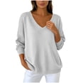 thumbnail image 3 of Liuinsasek Womens Winter V Neck Knitted Sweater Fashion Casual Basic Solid Lightweight Soft Basic Casual Pullover Top for Spring Fall Winter, 3 of 10