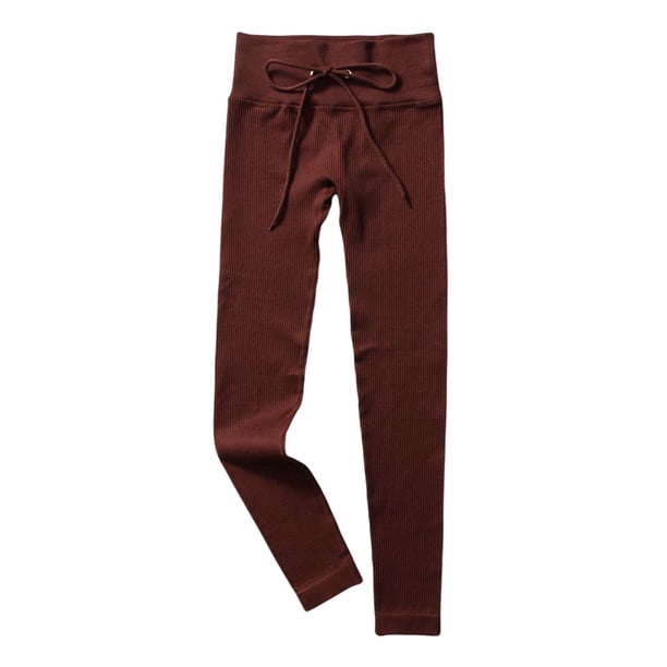 Mallas acanaladas sin costuras, ropa deportiva elástica para Fitness, pantalones de levantamiento de cadera, entrenamiento para mujer, gimnasio Prendas para la parte inferior del cuerpo Marrón S Sonducket AP019373-19