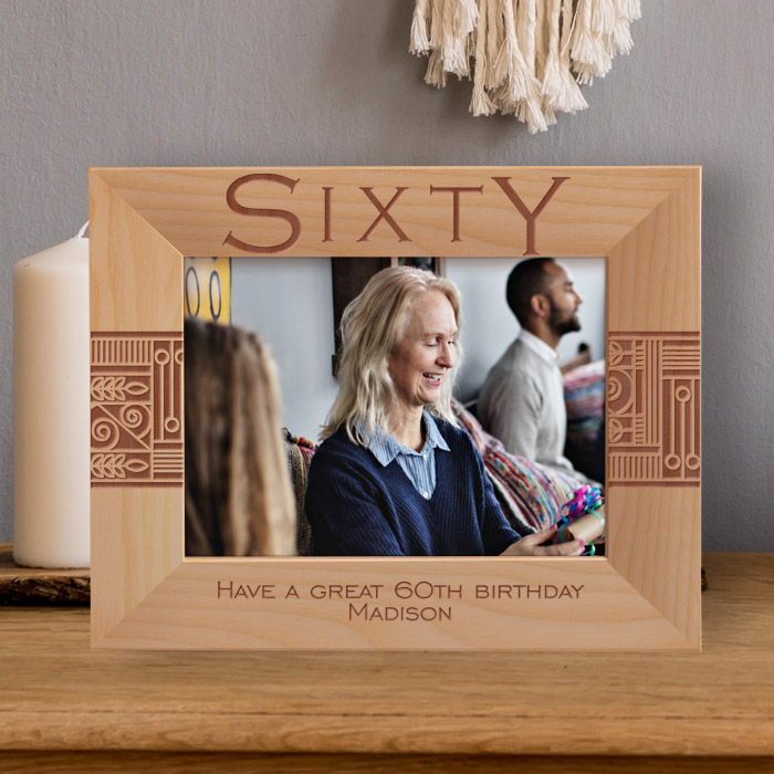Have A Great 60th Birthday Personalized Wooden Frame7" x 5" Brown