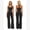 Black, variant on IDOPIP Two Piece Workout Sets for Women Racerback Compression Contrast Tank Top Matching High Waist Wide Leg Yoga Jogger Tummy Control Bell Bottom Flare Pants Pilates Running Outfits