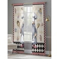 thumbnail image 4 of Chef Dwarf Sheer Curtains for Living Room Bedroom, Desserts Ice Cream Donuts Red Plaid Kitchen Light Filtering Sheer Curtains, Rod Pocket Voile Window Drapes, 2 Panels Set 52"x 108", 4 of 7