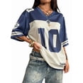 thumbnail image 3 of Gynyvoja Jersey Shirts for Women Oversized T-Shirt Jersey Top Graphic V Neck T-Shirts for Teen Girls Blue M, 3 of 7