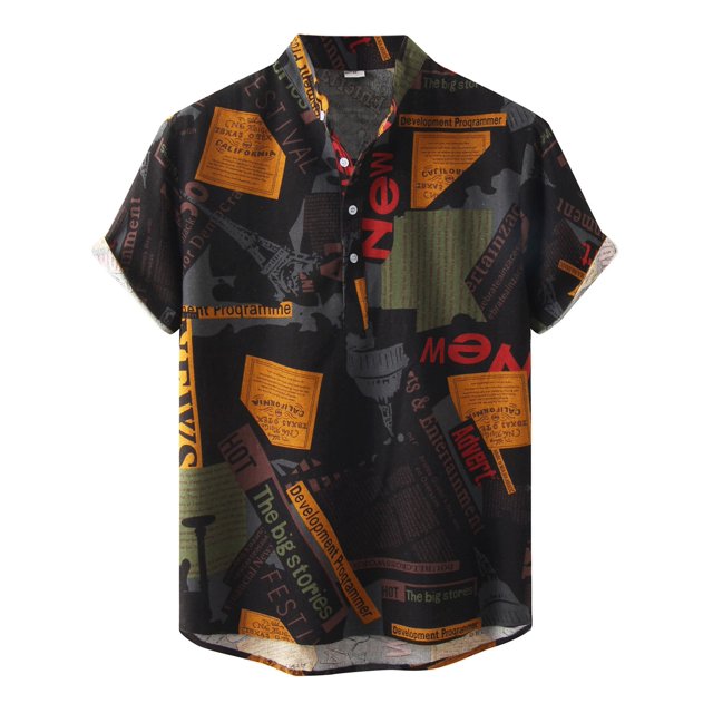 Camisa Hombre Camisa estampada vintage Camisa de hombre Camisa de manga corta Camisa casual Camisa estampada Camisa estampada hawaiana Camisa para hombre (Army Green, XL)