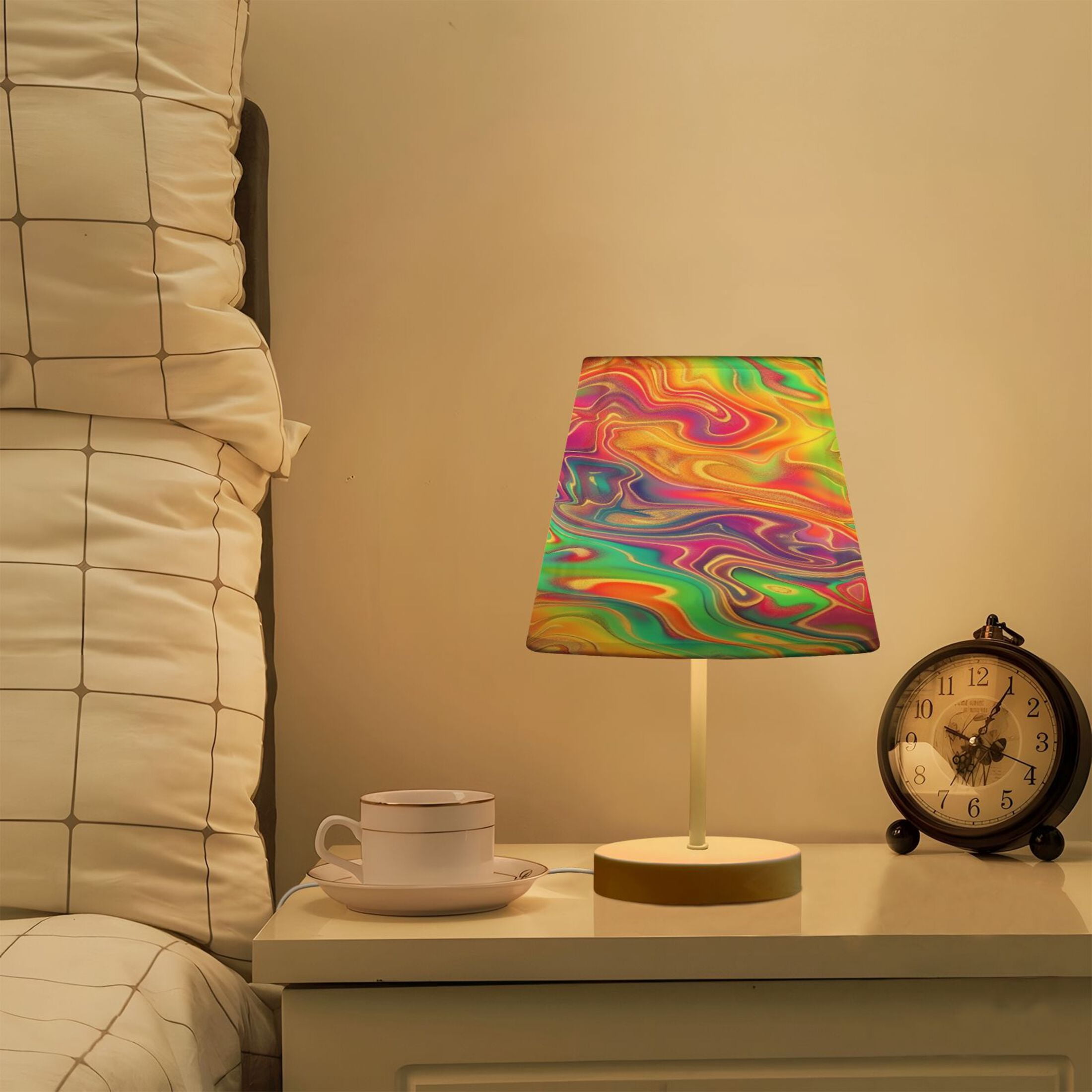 Rainbow Tie-dye Desk Lamp LED Table Nightstand Lamps with 3 Color Temperatures for Home Bedroom Living Room Decor 8x12