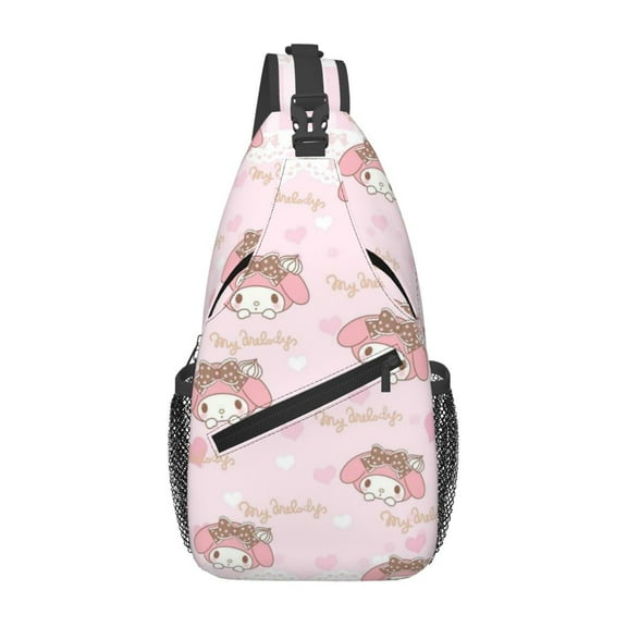 My Melody Sling Bag Unisex Crossbody Backpack Casual Cross Chest Bag Diagonally Shoulder Chest Pack