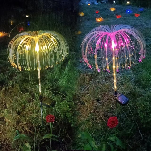 onlyliua para El Hogar Luce Solares En Fibra Óptica Luces Solares En Jardín Decoraciones En Exteriores Luces Solares En 7 Colores En Jardín Terraza Césped Paisaje