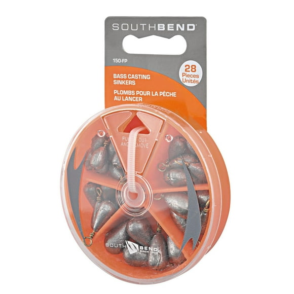 South Bend 150-FP Bass Casting Sinker Assortment w/Dial box, Bass Casting Sinker Assortment