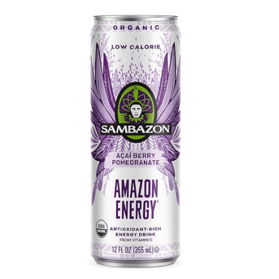 Sambazon, Organic Amazon Energy, Acai Berry Pomegranate Energy Drink, 12 fl oz Can