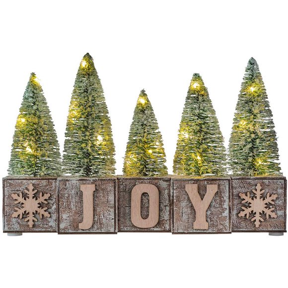 Haute Decor 15 Inch Holiday Pre Lit LED Tabletop Decorative Wood Blocks JOY