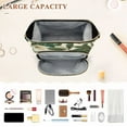 thumbnail image 3 of Wavy Quilted Cosmetic Bag Large-Capacity Travel Toiletry Organizer Includes 9-Piece Portable Travel Bottle Set Tropical Plants, 3 of 6