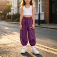 thumbnail image 4 of Ruyang Girls Jogger Pants Lightweight Loose Casual Sports Joggers Cute Letter Print Drawstring Outdoor Hiking Pants School Clothes, 4 of 6