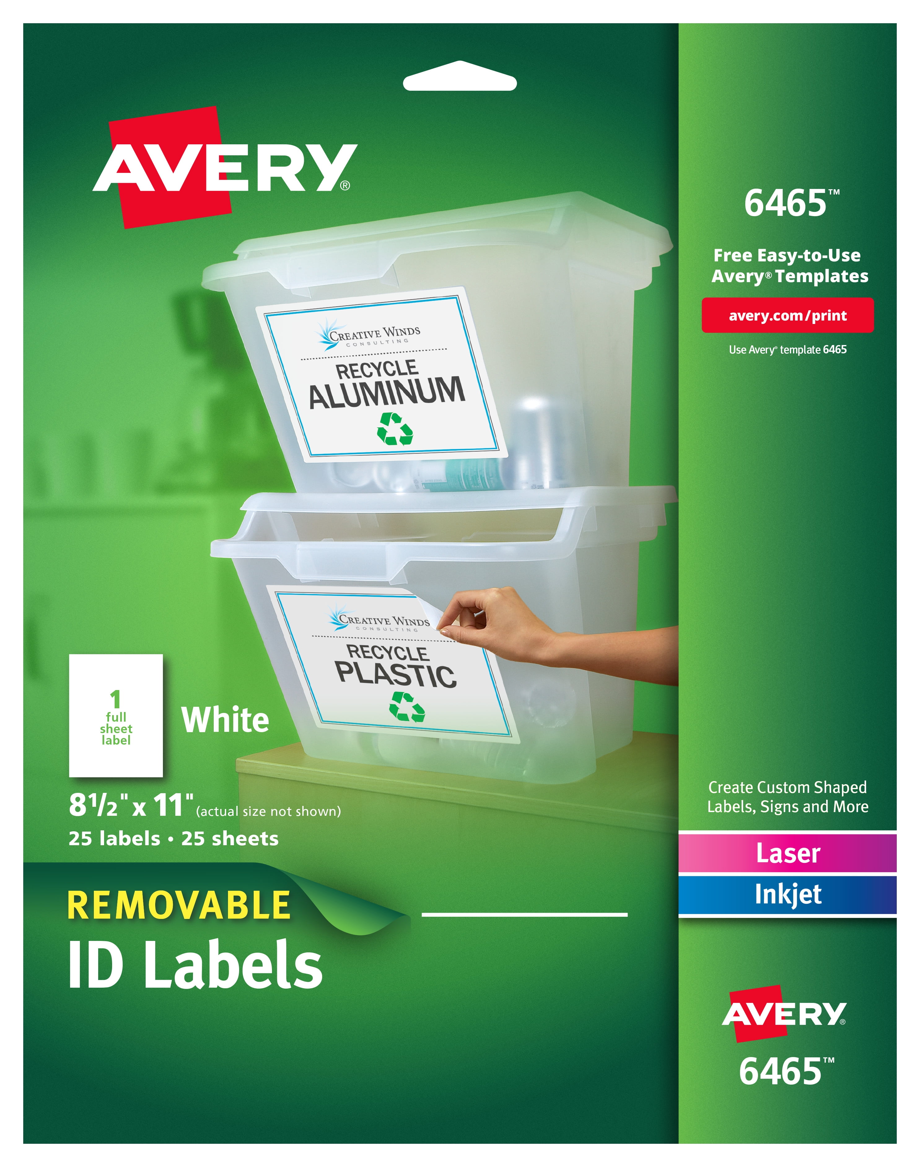 Avery Durable White Cover Up ID Labels for Laser Printers 0.67 x 1.75 61533 Pack of 3000 