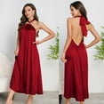thumbnail image 2 of Kaemgyyd Women Halter Long Nightgown Elegant Sleeveless Backless Nightdress Loose Full Length Flowy Lounge Dress Sleepwear, 2 of 7