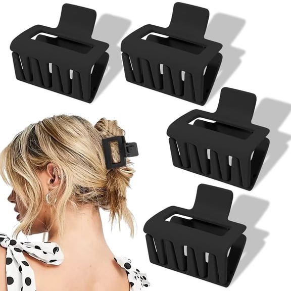 4 Pack Black Hair Clips for Thin Hair 2" Matte Hair Clips Small Hair Claw Clips for Thick Hair Cute Hair Clips for Women