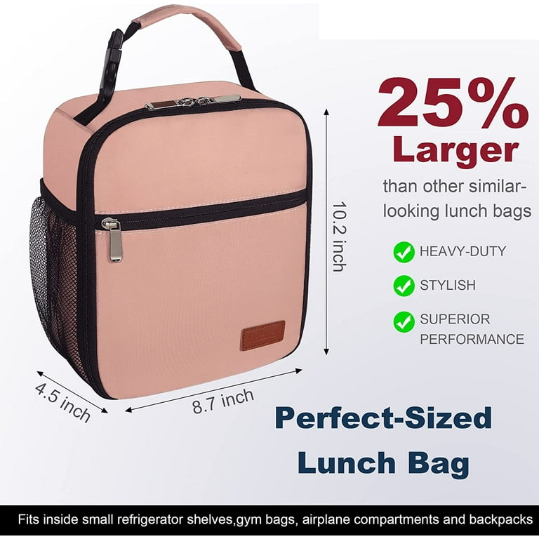 Mazforce Lunch Bag Insulated Lunch Box for Men - Small Reusable Lunchbox  for Adults, Teens, Kids - Lunch Bags for Boys, Girls, Women, School, Work,  Office (Pink) 
