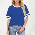 thumbnail image 2 of GIPQJK Tshirts for Women Striped Short Sleeve Crew Neck Loose Fit Blouse Casual Trendy Basic Color Block Clothes,Royal Blue S, 2 of 5