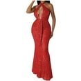 thumbnail image 2 of UPPADA Womens Crewneck Cocktail Dress Fishtail Dress Sleeveless Cocktail Formal Swing Dress Wedding Guest Dresses Bodycon Cocktail Dress, 2 of 6