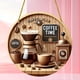 thumbnail image 4 of Juego de café artístico, disco plano 2D, decoración para fotos, accesorios colgantes, carrito de metal con ruedas, base de madera, diseño de 2 niveles, plegable, portátil, impresión de alta, 4 of 7