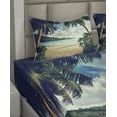 thumbnail image 5 of Ambesonne Beach Fitted & Top Sheet Set with Shams, Summer Vintage Tropical, Dark Green Sand Brown, 5 of 7