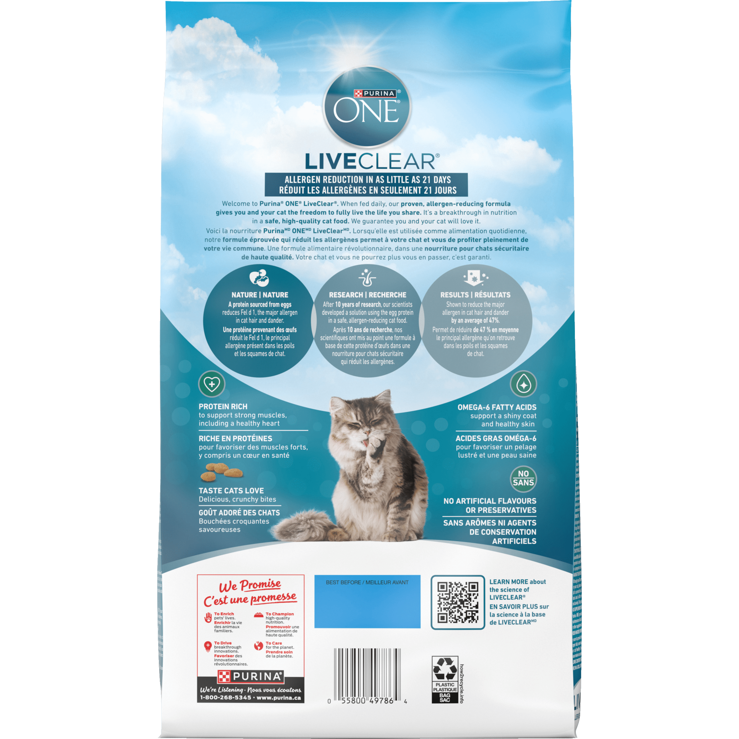 Purina ONE LiveClear Allergen-Reducing Formula With Real Chicken, Dry Cat Food, 1.36 kg