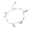 thumbnail image 1 of Pulsera de tobillo con borla y cascabel de Mano de Hamsa, cadena plateada, 1 of 9