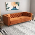 thumbnail image 2 of Lana Mid-Century Modern Rectangular Tight Back Velvet Sofa in Orange, 2 of 6