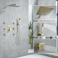 thumbnail image 3 of Brushed Gold Rain Shower System with 6 Body Shower Jets, Shower Jets System with Wall Mount 12'' Rain Shower with Hand Shower Full Body Shower Faucet with Jets, 3 of 9