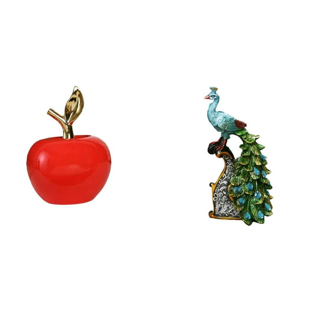 Estatua,Escultura de fruta artificial,estatua y artesanía,Figura de escritorio,Estante de estatua de pavo real para escritorio,decoración del hogar,Figura decorativa creativa para la oficina