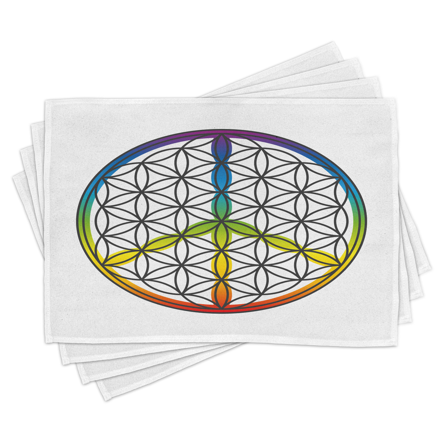 Ambesonne Hippie Place Mats Set of 4, Life and Peace, Standard Size ...