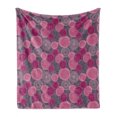 thumbnail image 1 of Pink and Grey Soft Flannel Fleece Blanket, Doodle Style Lace Swirled Circle Flower Pattern Ornamental Flourish, Cozy Plush for Indoor and Outdoor Use, 60" x 80", Fuchsia Magenta Grey, by Ambesonne, 1 of 6