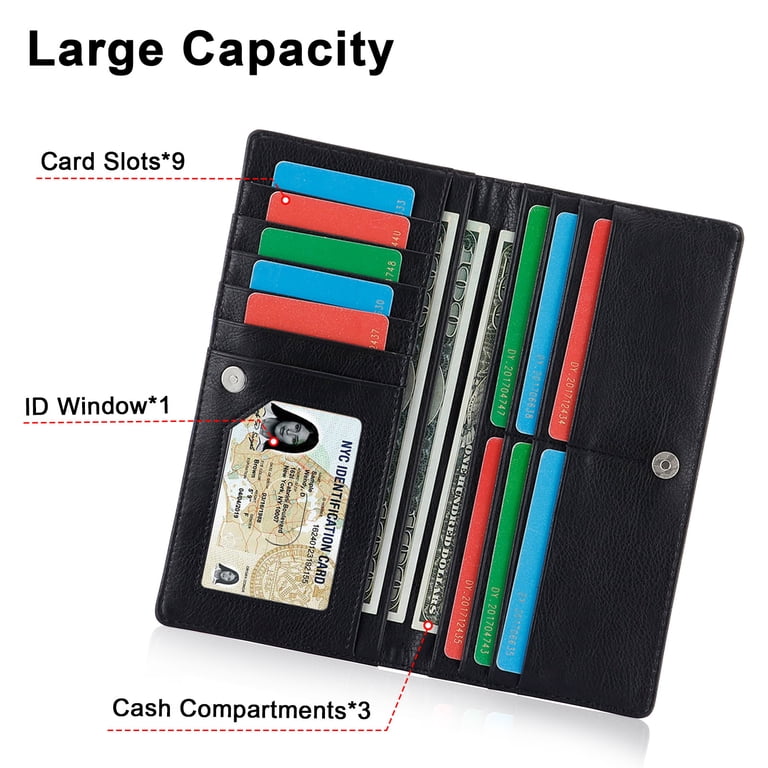 Hawee Women's Long Bifold Wallet, Ultra Slim RFID photo 2