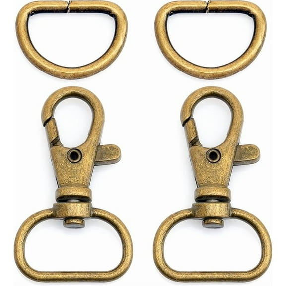 Swivel Trigger Snap Hooks Classic Lobster Clasps with D-Rings for Purse Strap Lanyard Leather Craft 10 Sets CSD1 (3/4 Inch, Antique Brass)