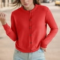 thumbnail image 2 of Lixiuxyad Rib Cage Cardigan Pure Cardigan Twin Sets For Women Round Neck Long Sleeve Button Down Soft & Warm Sweater, 2 of 5