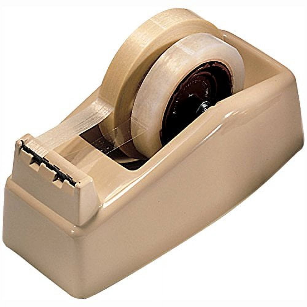 Scotch C-22 Two-Roll Desktop Tape Dispenser, 3" Core, High-Impact Plastic, Tan, 13.37 x 5.62 x 5.12"