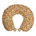 thumbnail image 1 of Floral Travel Pillow Neck Rest, Burgeoning Flowers Small Flora Scene Foliage Meadow Setting Vintage Garden Art, Memory Foam Traveling Accessory Airplane and Car, 12", Beige Multicolor, by Ambesonne, 1 of 2