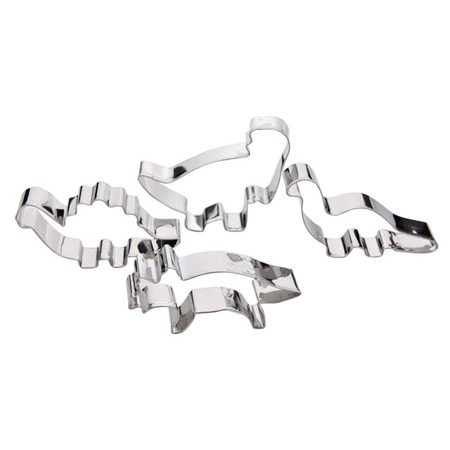 4 Pcs Stainless Steel Biscuit Mold Fruit Cutter Decorating Dinosaur Mold Mould Cutter Tools for Cake Fondant Biscuit Pastry Cookies