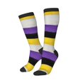 thumbnail image 2 of Womens Non-Binary Pride Flag Knee High Socks Comfy Thermal Boot Long Socks, 2 of 7