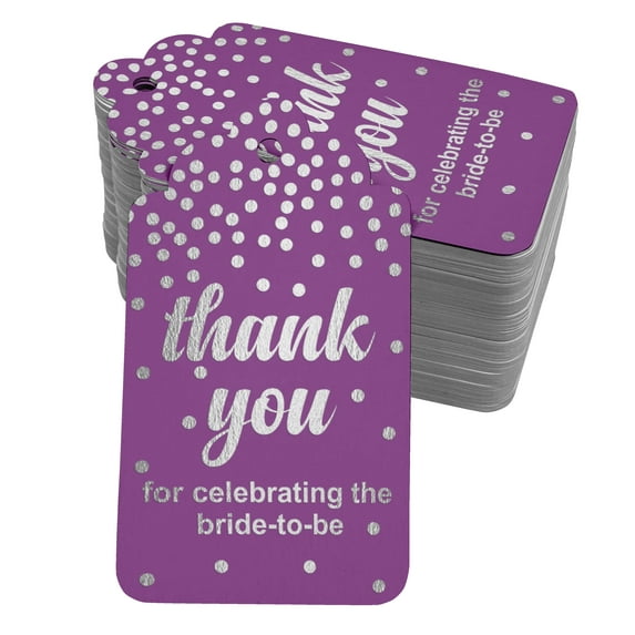 Inkdotpot Thank You For Celebrating The Bride To Be Bridal Shower Bottle Tag Real Silver Foil Favor Hang Tags Pack Of 50