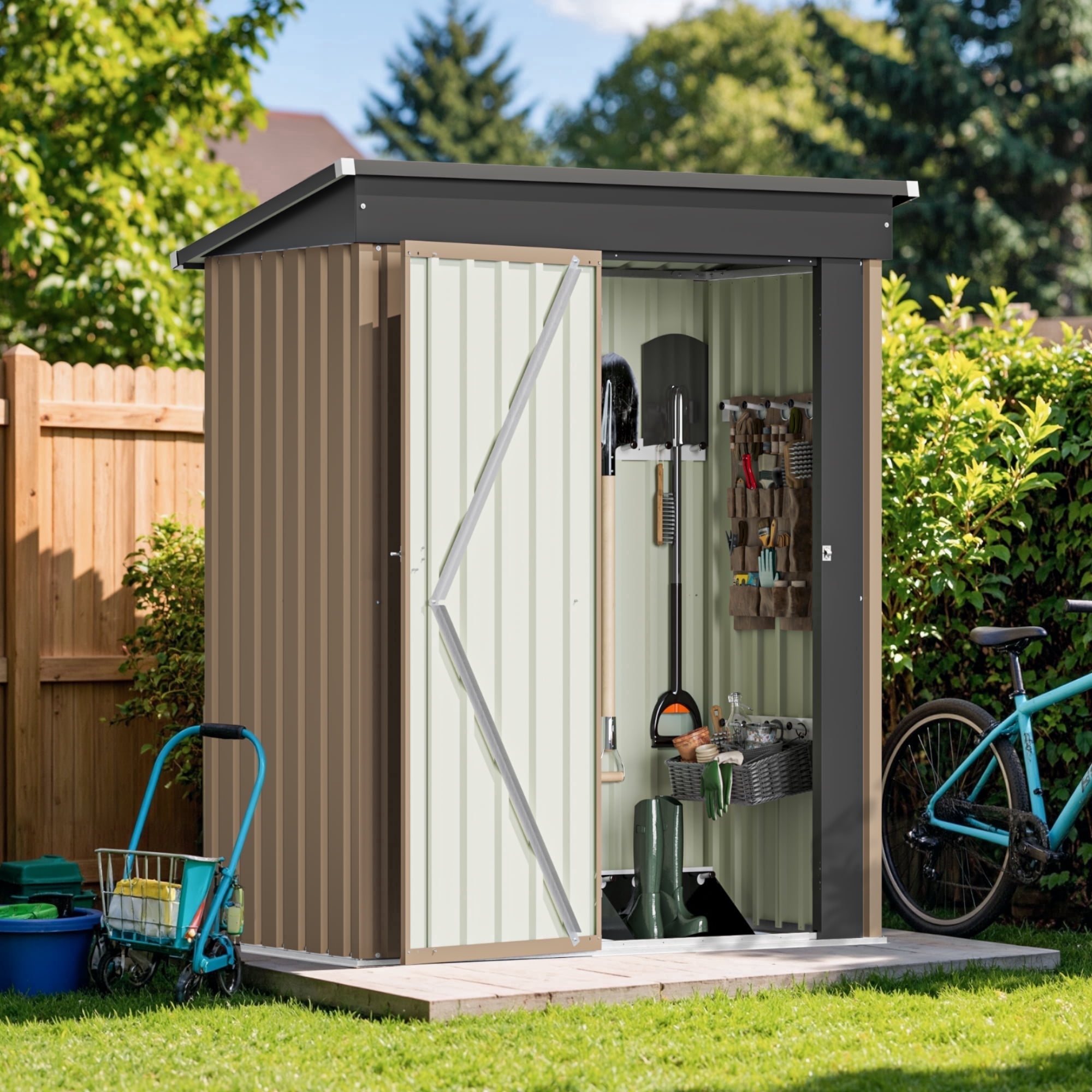 Suncast Large Outdoor Waterproof Vertical Storage Shed, 22 Cubic