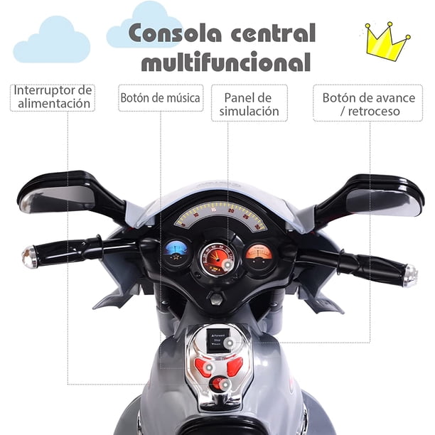 COSTWAY Moto Eléctrica Infantil BMW 6V – Con Ruedines, Faros, Música, 3 Ruedas, Batería Recargable, Roja, Para Niños De 3+ Años