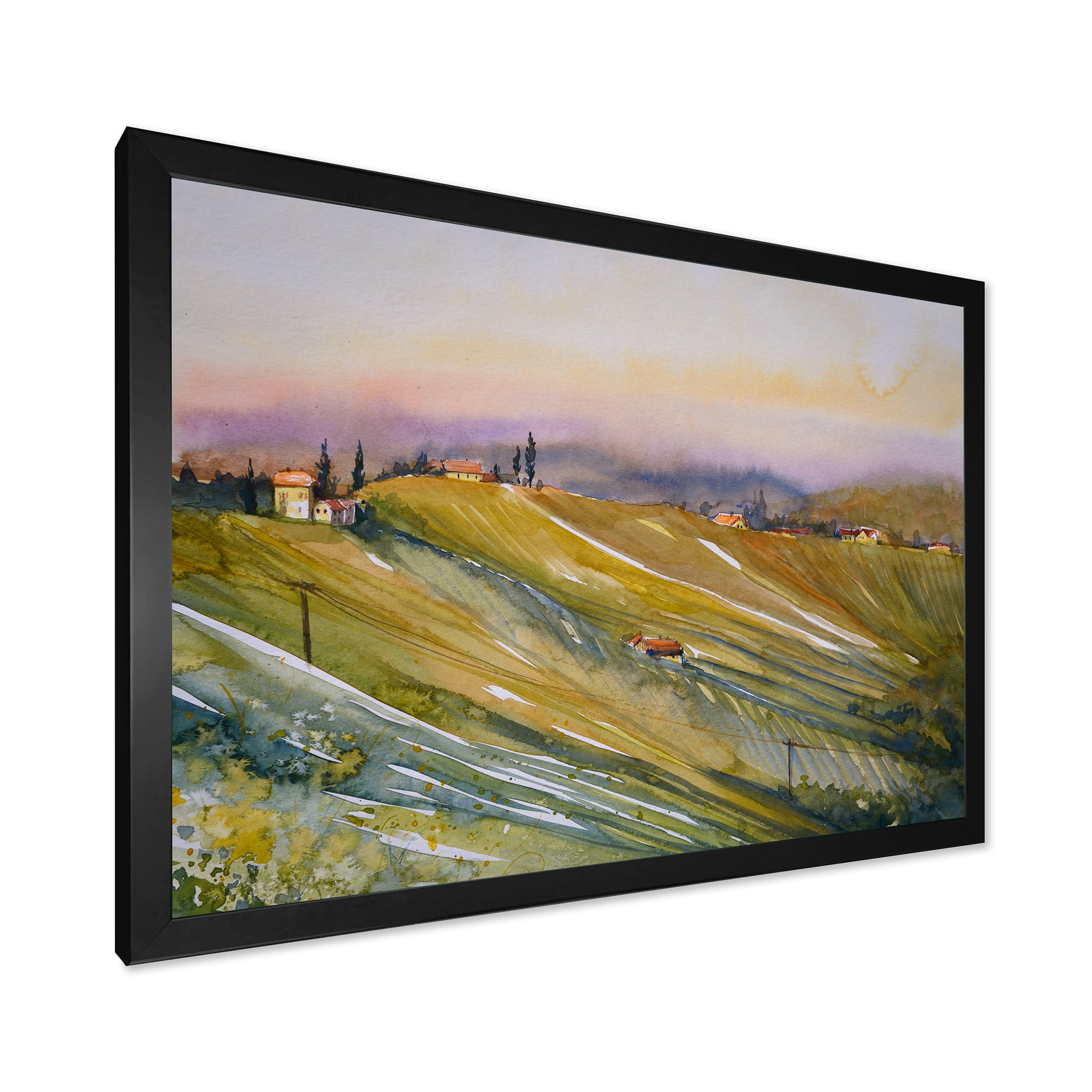 Designart 'Vineyard At Morning In Tuscany Italy' Country Framed Art Print