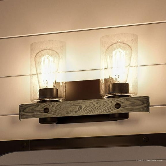 Urban Ambiance Luxury Farmhouse Bath Fixture, Size: 8-1/2"H x 15-1/2"W, with Urban Industrial Style Elements, Charcoal Finish, UHP2482