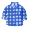 thumbnail image 5 of HAOTAGS Boys School Uniform Polos,Long Sleeve Lightweight Casual Plaid Boys Girls School Shirt Blue 2-3Years, 5 of 7