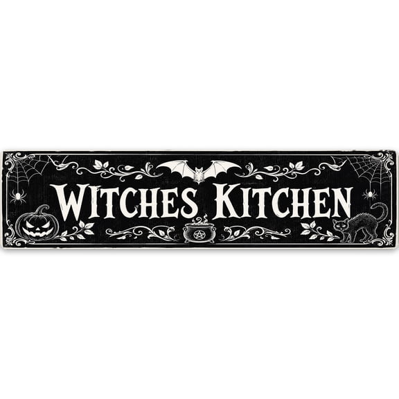 Witches Kitchen Metal Wall Decor Sign, Rustic Style, 16x4 Inch