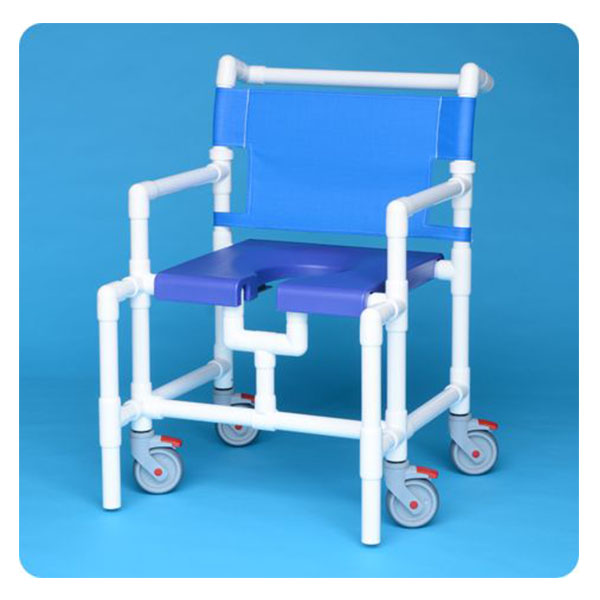 IPU Oversize PVC Bariatric Rolling Shower Chair With Commode Opening