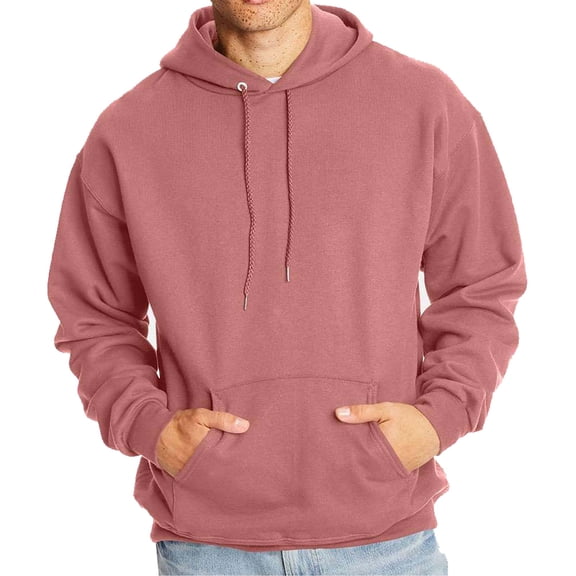 Hanes Ultimate Cotton Men's Fleece Pullover Hoodie, Warm Comfortable Hooded Sweatshirt, Mauve, S