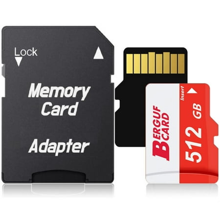 Image of BERGUF 512GB High Speed Flash Memory Card with SD Adapter Compatible for Micro SD SDXC SDHC Card