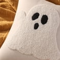thumbnail image 4 of Halloween Ghost Pillow Cover 18 X 18 Inch Embroidered White Ghost Throw Pillow Case Spooky Home Decor for Halloween Party Living Room Bedroom 1 Pack, 4 of 5