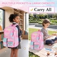thumbnail image 3 of DAKIMOE School Backpack Pink Starry Rainbow Bookbag Cute Large Capacity Backpack Multifunction Fashion Casual Laptop Travel Daypacks Kawaii Bag For Teens Students, 17 inch, 3 of 8