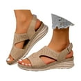 thumbnail image 2 of Daolelai Hollow Thick-Soled Wedge-Heeled Peep-Toe Sandals, 2 of 9
